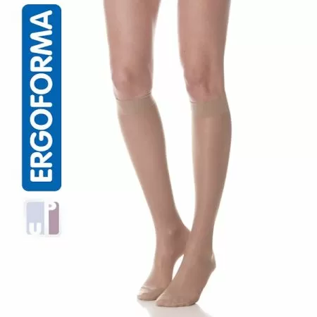 Гольфы компрессионные Ergoforma 321 женские 2 класс компрессии с закрытым носком полупрозрачные телесные  Гольфы компрессионные Ergoforma 321 женские 2 класс компрессии с закрытым носком полупрозрачные телесные