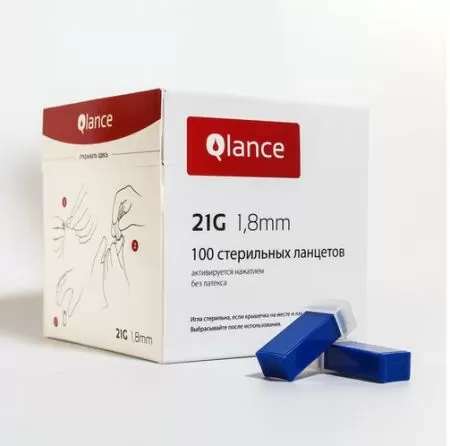 Ланцет Qlance Универсал 21G 1,8мм Синий Ланцет Qlance Универсал 21G 1,8мм Синий