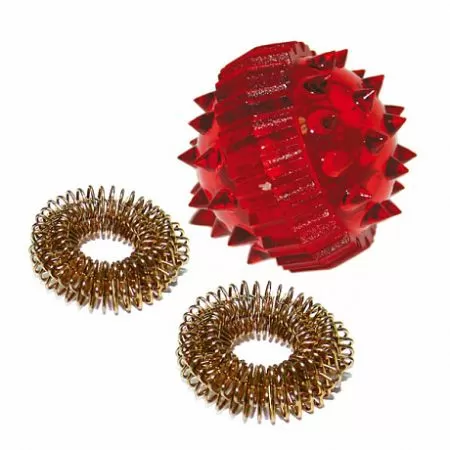 Массажный шарик Су Джок с двумя метал. кольцевыми пружинами (в коробке)