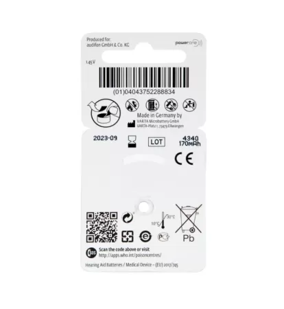 Батарейка для слуховых аппаратов Audifon тип 312 (6 шт, блистер)