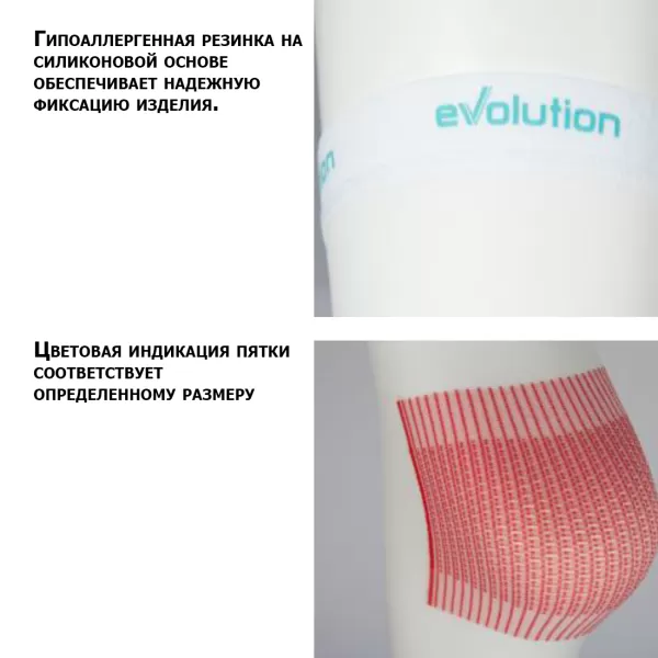Чулки компрессионные Evolution TK.933E унисекс 1 класс компрессии антиэмболические для операции белые  Чулки компрессионные Evolution TK.933E унисекс 1 класс компрессии антиэмболические для операции белые