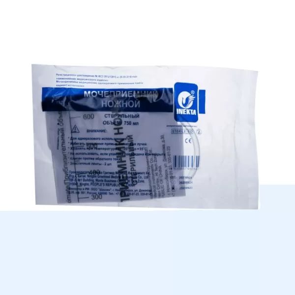 Мочеприемник INEKTA носимый ножной 750мл, длина трубки 30 см Мочеприемник INEKTA носимый ножной 750мл, длина трубки 30 см