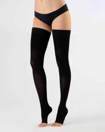 Чулки компрессионные OFA BAMBERG Classic унисекс 1 класс компрессии с открытым носком и гладкой резинкой цвет черные 