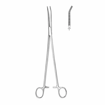 Зажим кровоостанавливающий зубчатый изогнутый Hilbro (№3 280 мм 14.0223.28)