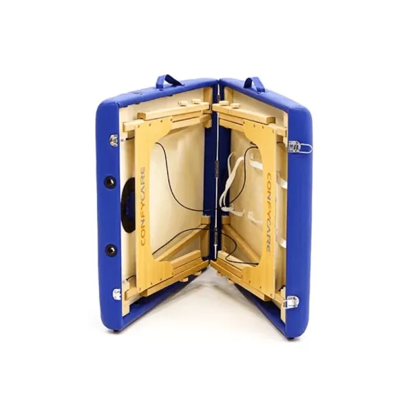 Стол массажный MET Comfort W2, артикул 18862, 2-х секционный складной на буковом каркасе с регулировкой высоты, синий