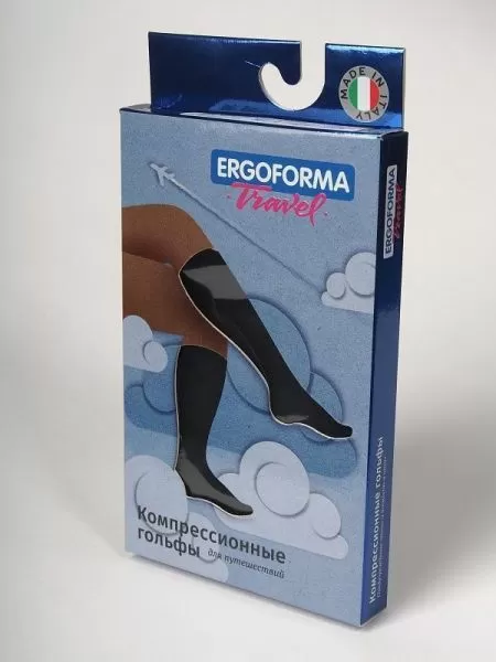 Гольфы компрессионные Ergoforma Travel 341 для путешествий унисекс 1 класс компрессии с закрытым носком черные  Гольфы компрессионные Ergoforma Travel 341 для путешествий унисекс 1 класс компрессии с закрытым носком черные