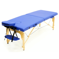 Стол массажный MET Comfort W2, артикул 18862, 2-х секционный складной на буковом каркасе с регулировкой высоты, синий