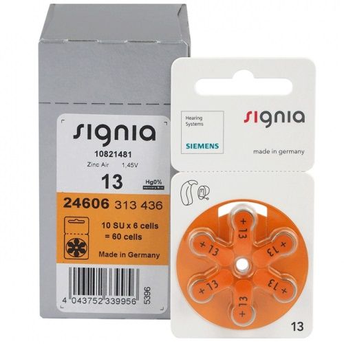 Купить батарейка для слуховых аппаратов siemens signia тип 13 (6 шт ...