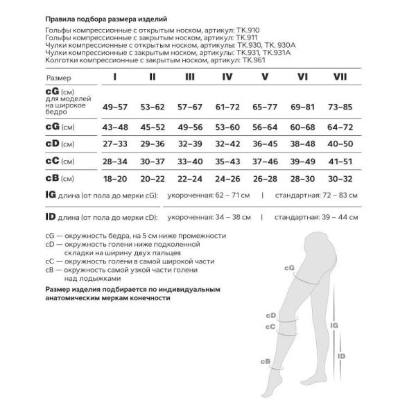 Чулки компрессионные Evolution ТК.931 унисекс 2 класс компрессии с закрытым носком и гладкой резинкой цвет бежевый