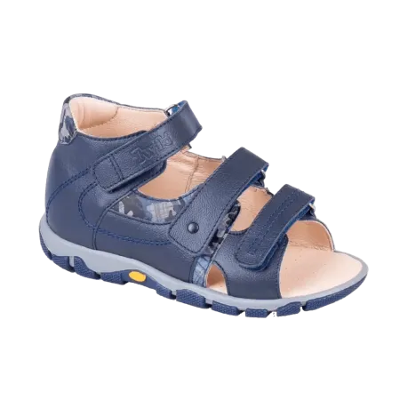 Сандалии ортопедические детские TWIKI TW-134-17 кожаные с открытым носом цвет синий комбинированный 
