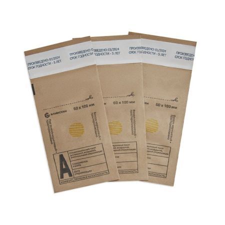 Крафт-пакет для стерилизации комбинированный Альянс Хим самоклеящийся, 100 штук в упаковке 