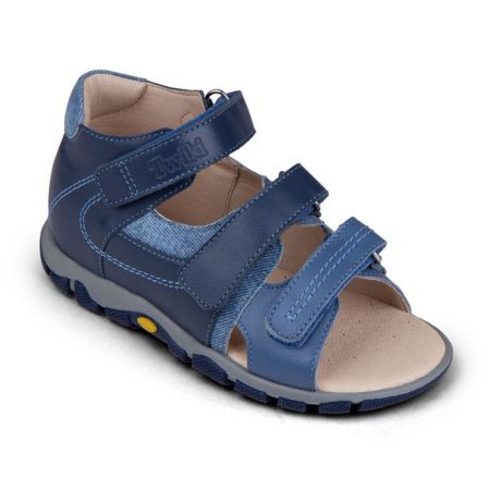Сандалии ортопедические детские TWIKI TW-134-18 кожаные с открытым носом цвет синий 