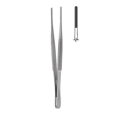 Пинцет сосудистый прямой с атравматической нарезкой 240х2,4 мм 34.0035.24 Hilbro