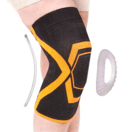 Бандаж на коленный сустав Экотен Heeber H-103 c силиконовым кольцом и пружинными ребрами жесткости 