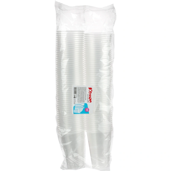 Стакан одноразовый пластиковый 200/220 мл прозрачный (100 штук в упаковке)