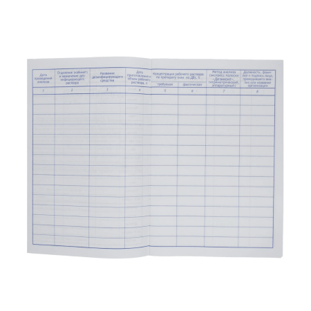 Журнал контроля концентраций рабочих растворов дезинфицирующих и стерилизующих средств, формат А5, 8листов