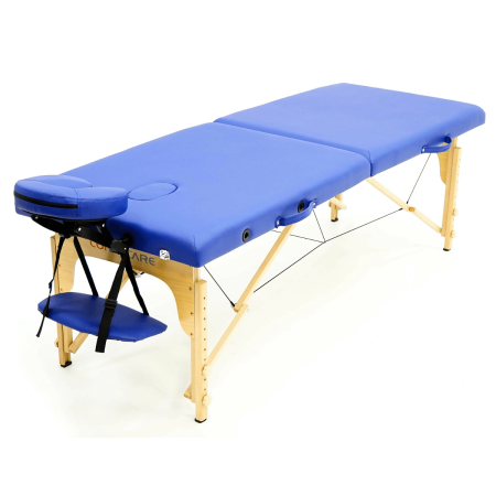 Стол массажный MET Comfort W2, артикул 18862, 2-х секционный складной на буковом каркасе с регулировкой высоты, синий