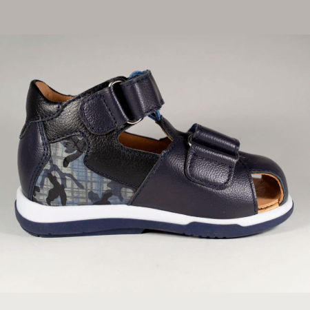 Сандалии ортопедические детские TWIKI TW-234-2 кожаные с закрытым носом цвет синий комбинированный 