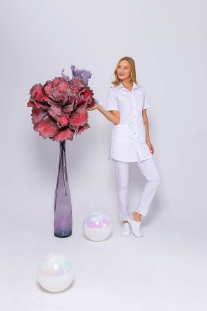 Блуза медицинская женская "Доктор Стиль" Сафари (белая) new