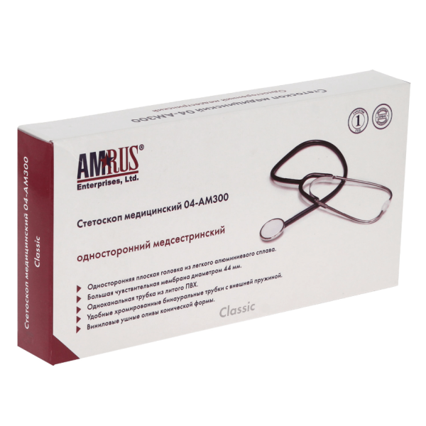 Стетоскоп медицинский односторонний Amrus 04-AM300  Стетоскоп медицинский односторонний Amrus 04-AM300