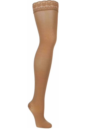 Чулки компрессионные Интекс Fleur женские 1 класс компрессии с закрытым носком и кружевной резинкой полупрозрачные бежевые