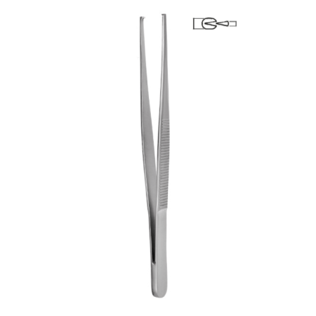 Пинцет хирургический 1х2 зубый 150х1,5 мм Hilbro 12.0121.15