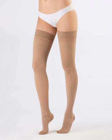 Чулки компрессионные OFA BAMBERG Classic унисекс 2 класс компрессии с закрытым носком и гладкой резинкой на широкое бедро цвет бежевый