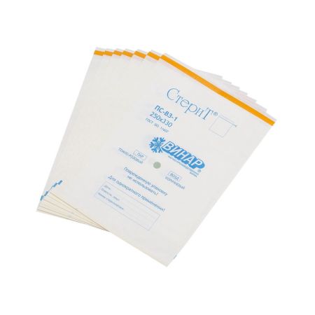 Пакет бумажный белый влагопрочный самозаклеивающийся 'СтериТ' универсальный индикатор №100 