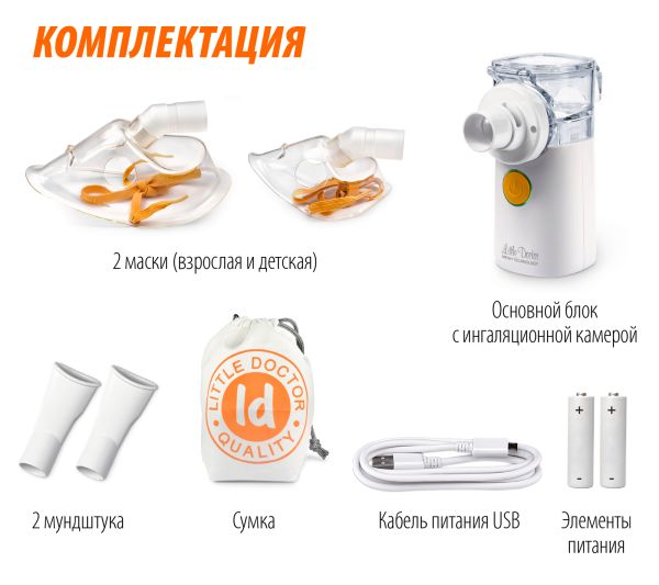 Ингалятор с мэш-технологией Little Doctor LD 812U бесшумный Ингалятор с мэш-технологией Little Doctor LD 812U бесшумный
