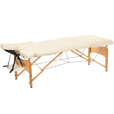 Стол массажный MET Comfort W2, артикул 18452, 2-х секционный складной на буковом каркасе с регулировкой высоты, кремовый