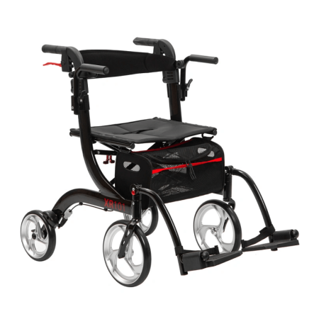 Ходунки-роллаторы ORTONICA XR101 с функцией трансформации в кресло-каталку, черные