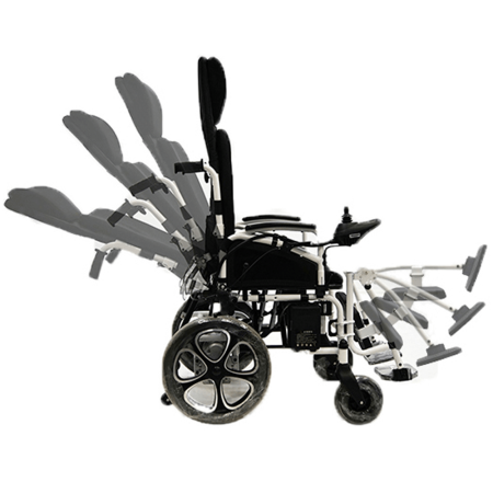 Кресло-коляска с электроприводом MET COMFORT 85 складная, с регулировкой угла наклона спинки и подножек