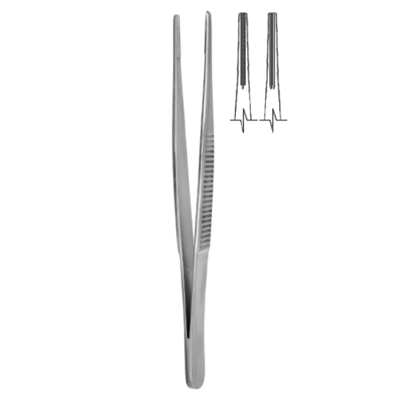 Пинцет анатомический, с атравматической нарезкой Hilbro 34.0043