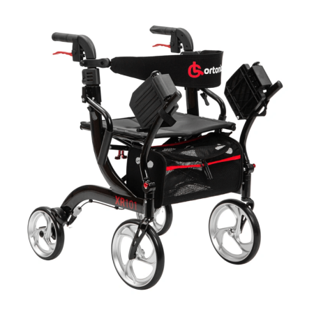 Ходунки-роллаторы ORTONICA XR101 с функцией трансформации в кресло-каталку, черные