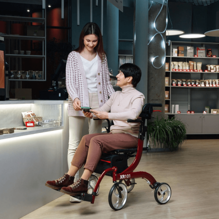 Ходунки-роллаторы ORTONICA XR101 с функцией трансформации в кресло-каталку, черные