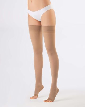 Чулки компрессионные OFA BAMBERG Classic унисекс 2 класс компрессии с открытым носком и гладкой резинкой цвет бежевый 